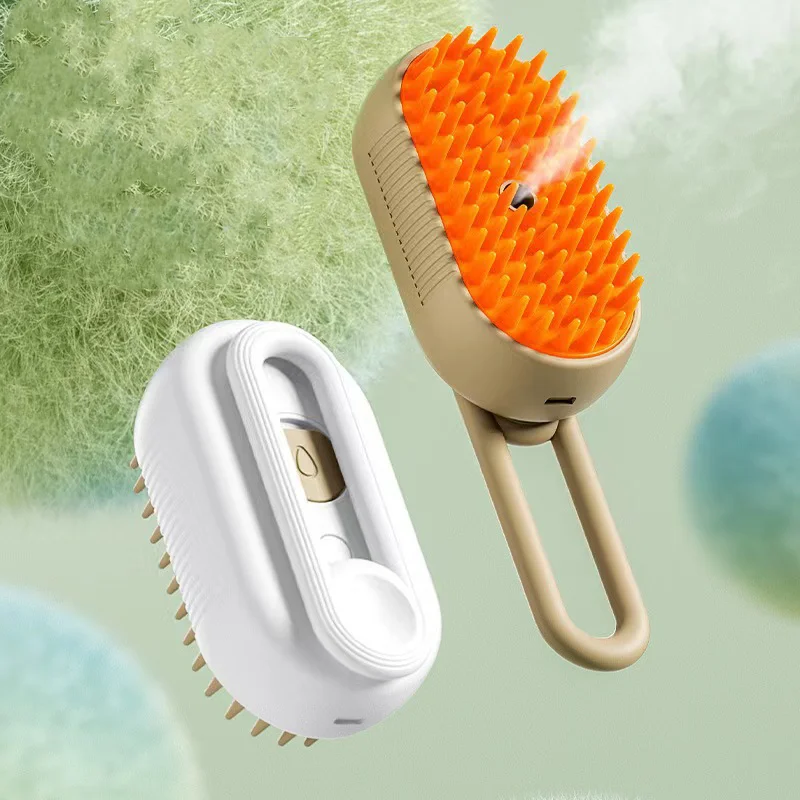 Cat Dog Pet Spray Massage Brush One Button Steam Spray Folding Rotatable Floating Hair Bath Hair Removal Brush Comb