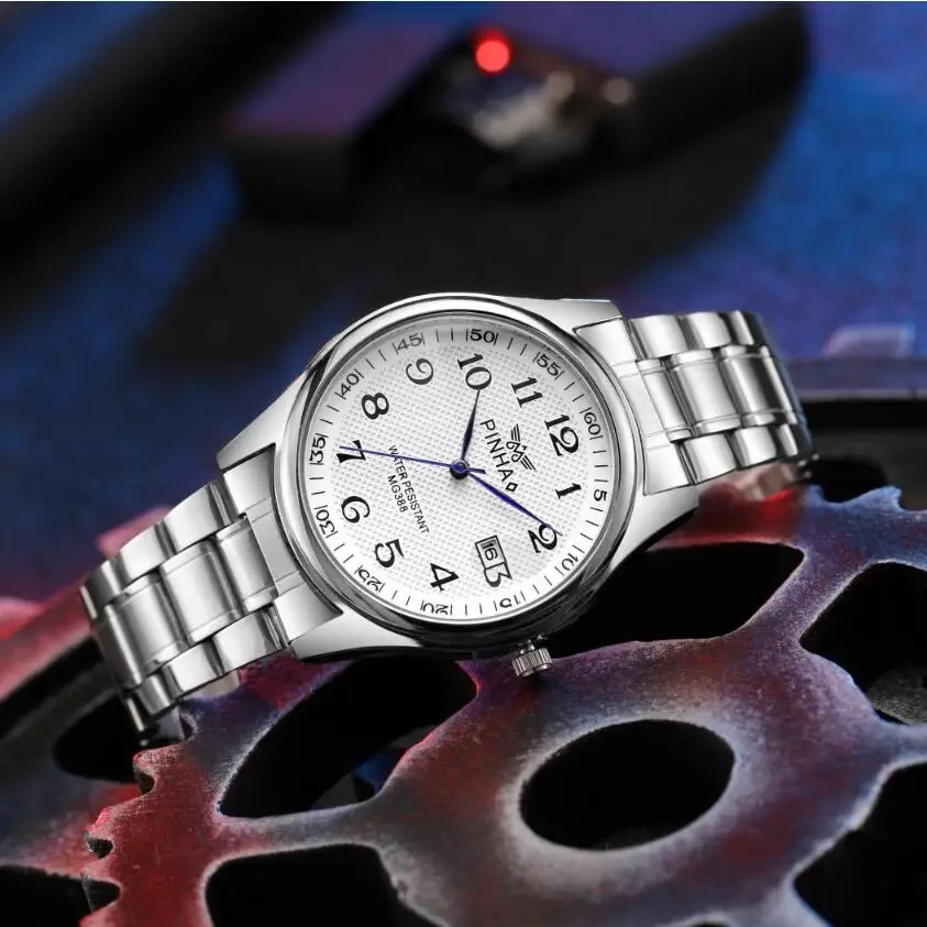 高級デザイナー腕時計,クォーツ,ステンレススチール,耐水性,カレンダー付き,男性用