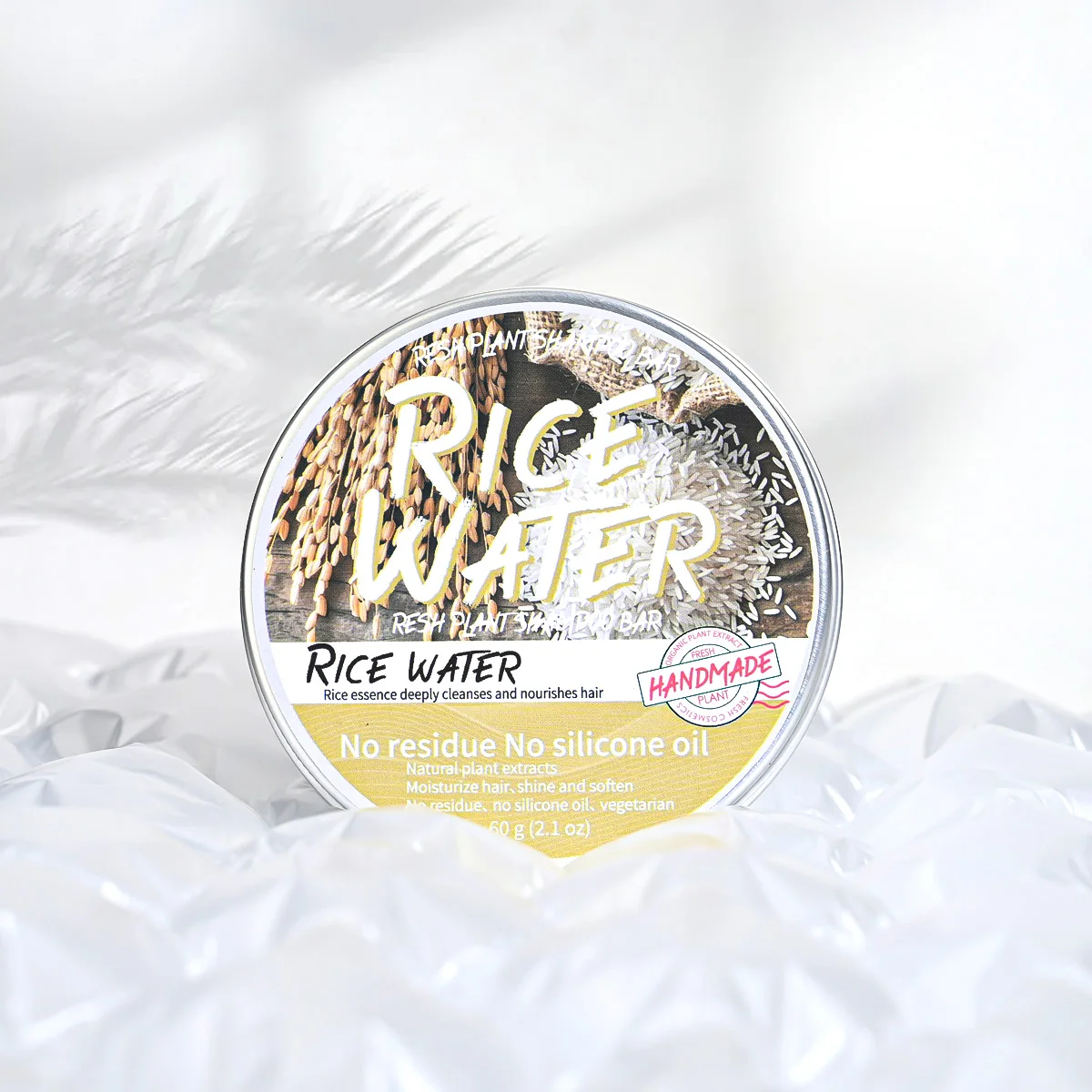 Solid Rice Water Wash Hair Soap Rice Essence Oil Control & Anti Dandruff Nourishing Hair and Refreshing Scalp