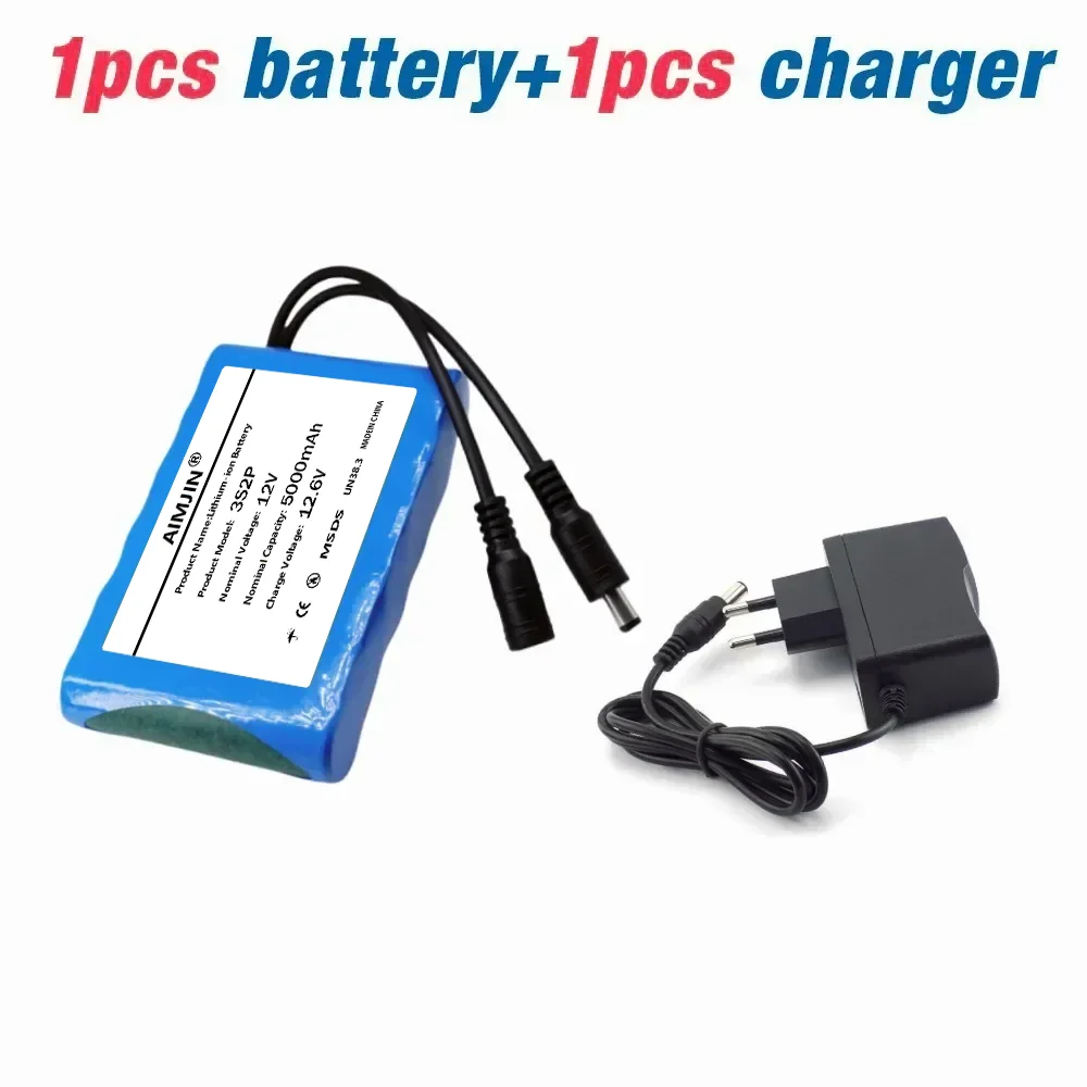 

Lithium ion 3S2P Protection Plate12V 50Ah Battery Pack 12V 5.0Ah 18650 DC 12.6V Super Rechargeable Battery + Charger