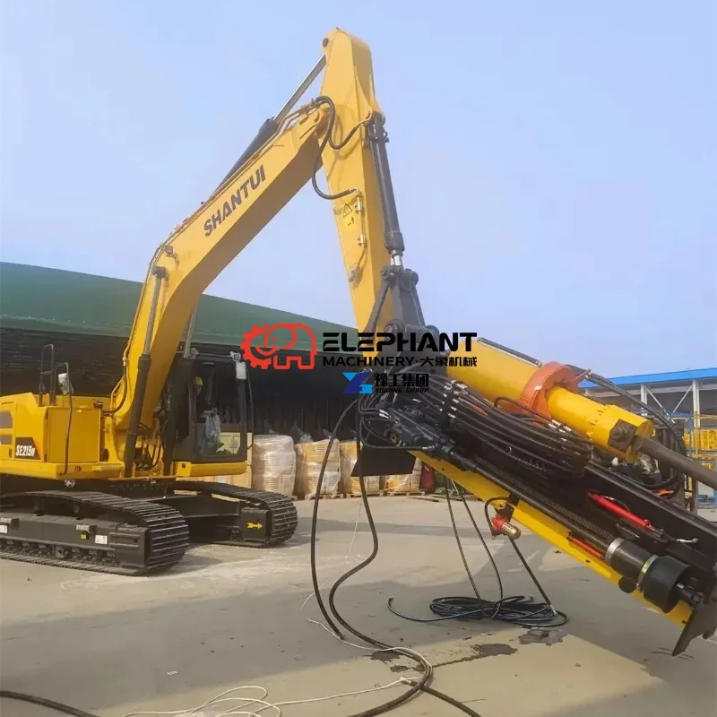 Excavator Attachment Integrated Hydraulic Rock Drill Splitter, 2-in-1 Rock Drilling Stone Splitting Equipment High Efficiency