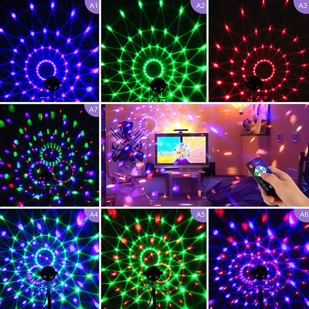 家庭、kTV、バー、クリスマス、サウンドのためのrgbレーザープロジェクターランプ、回転、カラフルなLEDステージライト、djパーティーライト、85-265v