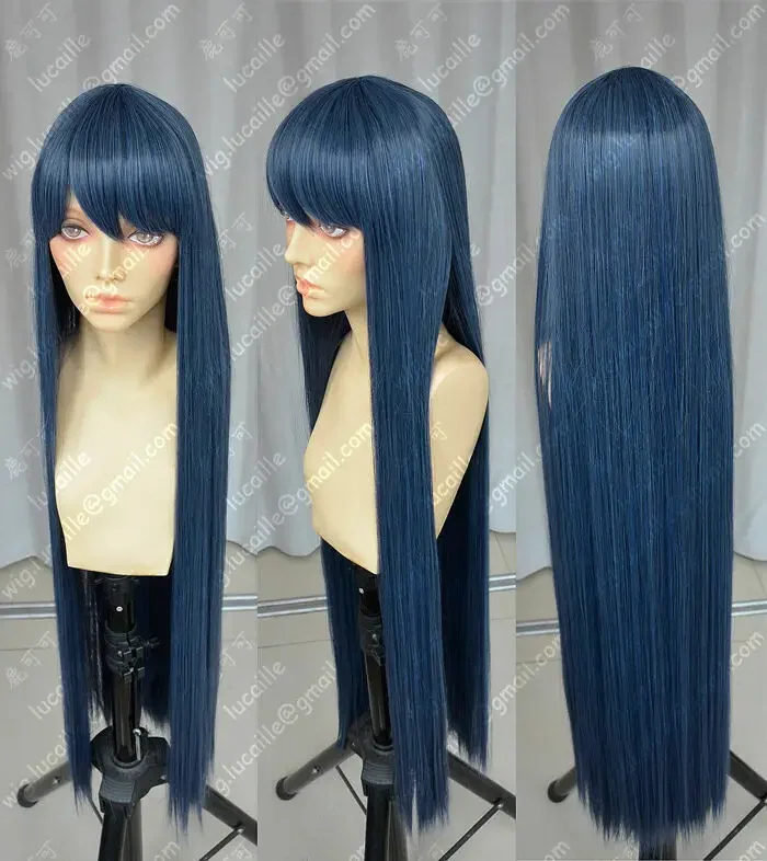 

100cm Long Blue Straight Cosplay Ladies Wig For Women’s Christmas Halloween Costume Party Wigs