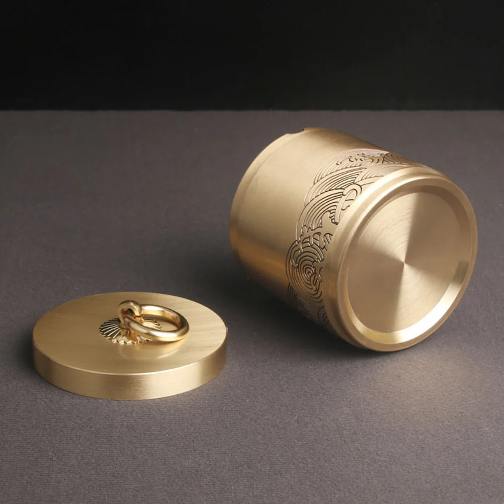 

Compact Simple Lidded Ashtray Indoor Simple Butt Brass Butt Container Storage Brass Ashtray Container