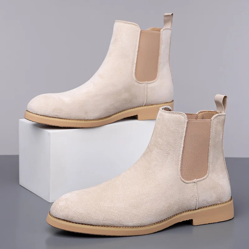 

men's casual party banquet high chelsea boots slip-on cow suede leather shoes cowboy spring autumn boot handsome ankle botas man