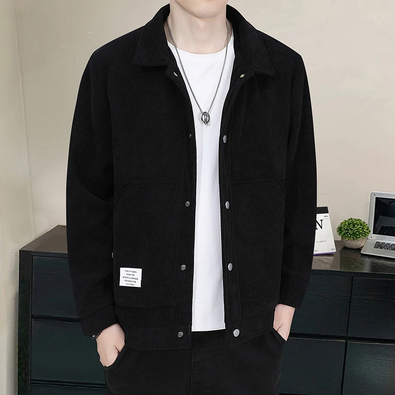 

Весенне-осеннее новое мужское пальто с лацканами, модные простые повседневные удобные топы, дышащий кардиган, свободная вельветовая куртка высокого качества, верхняя одежда