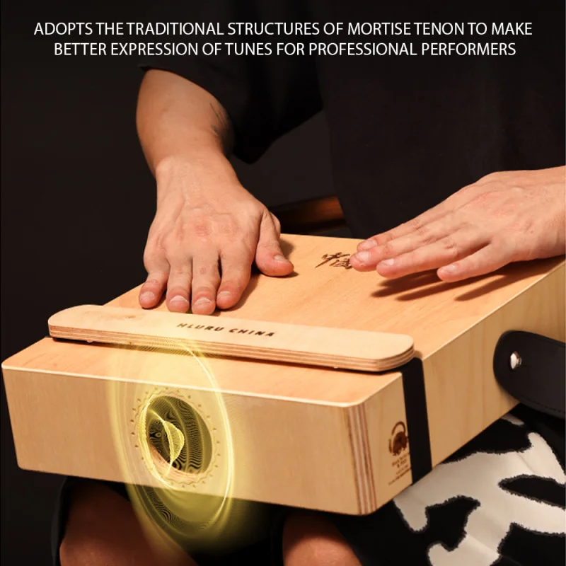 Cajon Wooden Drum 3-in-1 Flat Hand Drum Percussion Instrument  Adjustable Strap Portable Box Drum Traveling Party Hand Drums