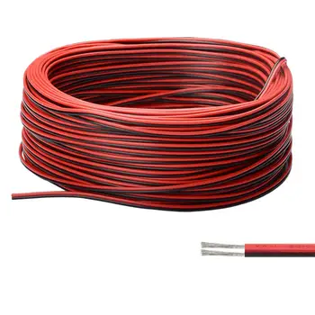 2Pin Conductive Wire Extension Cable Cord 10M 50M 100M 22AWG Red Black 2 Wire Stranded 12V Tinned Copper For Led Strips Light