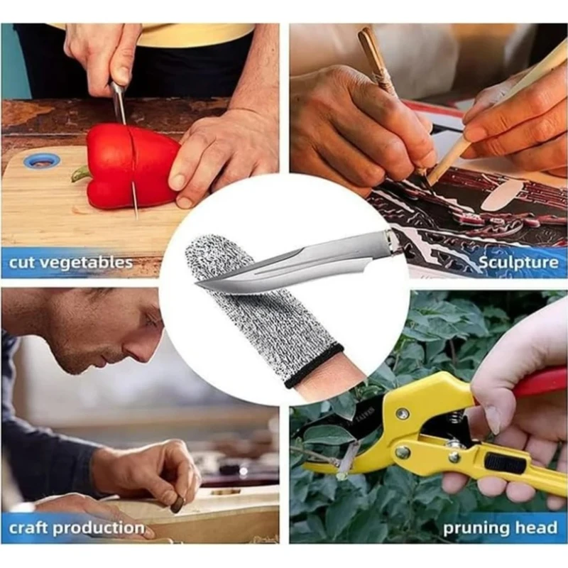 1/2Pc Flexible Anti-Cut Finger Cover Finger Protector Sleeve Level 5 High-Strength Safety Anti Cut Fingertip Gloves Kitchen Tool