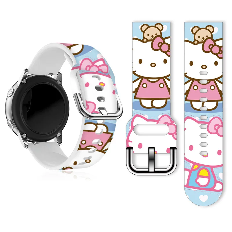 Bracelet en silicone imprimé Sanurgente HelloKitty pour Samsung Huawei, bracelet de montre, accessoires de bracelet, FB-Versa, 23mm, 22mm, 20mm