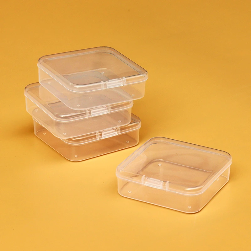 

10pcs Square Plastic Box 6.5*6.5*1.9cm Transparent Small Case with Lid DIY Handmade Jewelry Findings Storage Organizers Wholsale