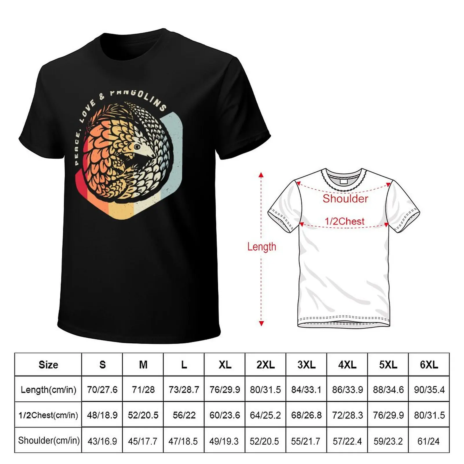 Peace, Love & Pangolins - Vintage Geometric Design T-Shirt Casual Loose Fit Short Sleeve T-Shirt