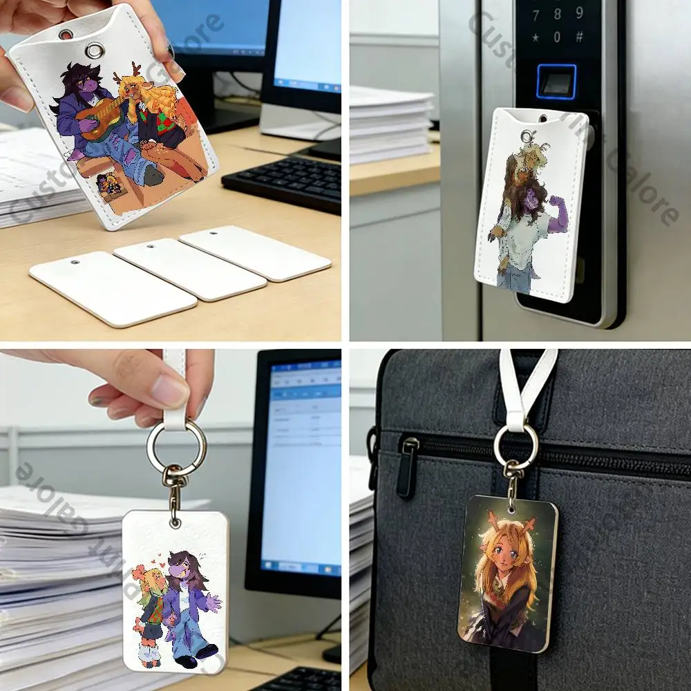 Suselle Noelle Holiday Susie Rectangle Card Case Keychain Access Card Bag Key Tag Ring Leather Card Holder Key Ring Access
