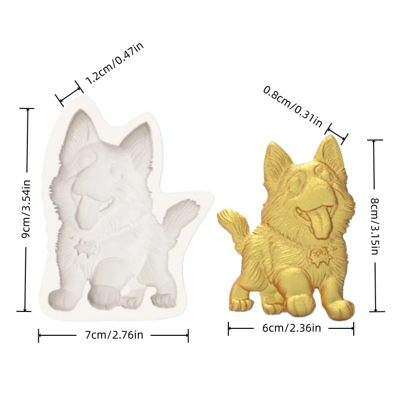 Fashionable German Shepherd Dog Silicone Mold Fondant Chocolate Dessert Mold