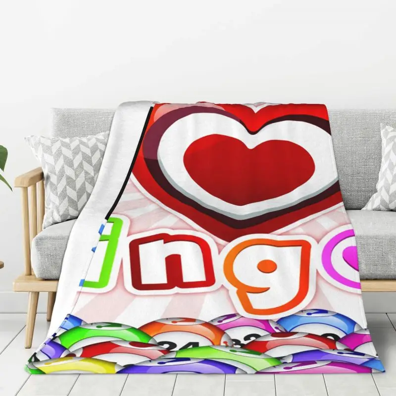 Custom I Love Bingo Game Blanket 3D Print Soft Flannel Fleece Warm Throw Blankets for Car Bedroom Couch Quilt