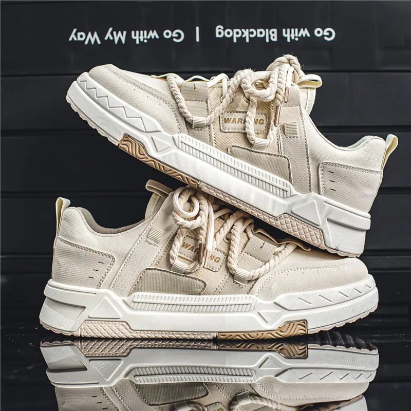 

Men's Canvas Chunky Platform Sneakers Breathable Thick Sole Casual Streetwear Vulcanized Shoes