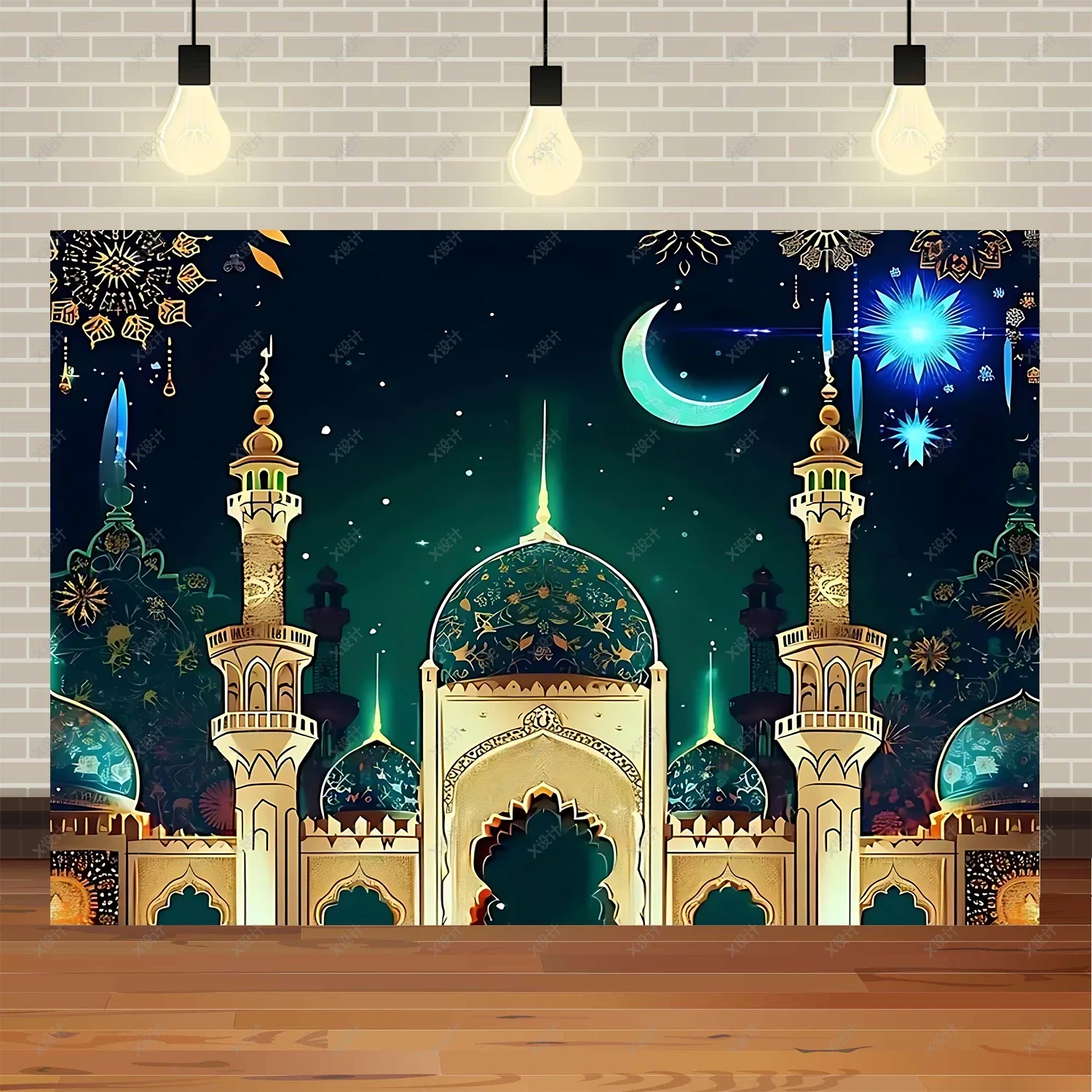 1 PC รอมฎอน มูบาร็อคพื้นหลังอีด อัล อาฎฮา พระจันทร์อิสลามมุสลิมฉลองอีดปาร์ตี้ตกแต่งแบนเนอร์ถ่ายภาพอุปกรณ์ประกอบฉากของขวัญ