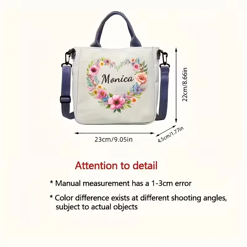 Custom Crossbody Bag Compatible for Women & Men - Heart Flower Design, Durable with, Valentine's Birthday Anniversary Gift