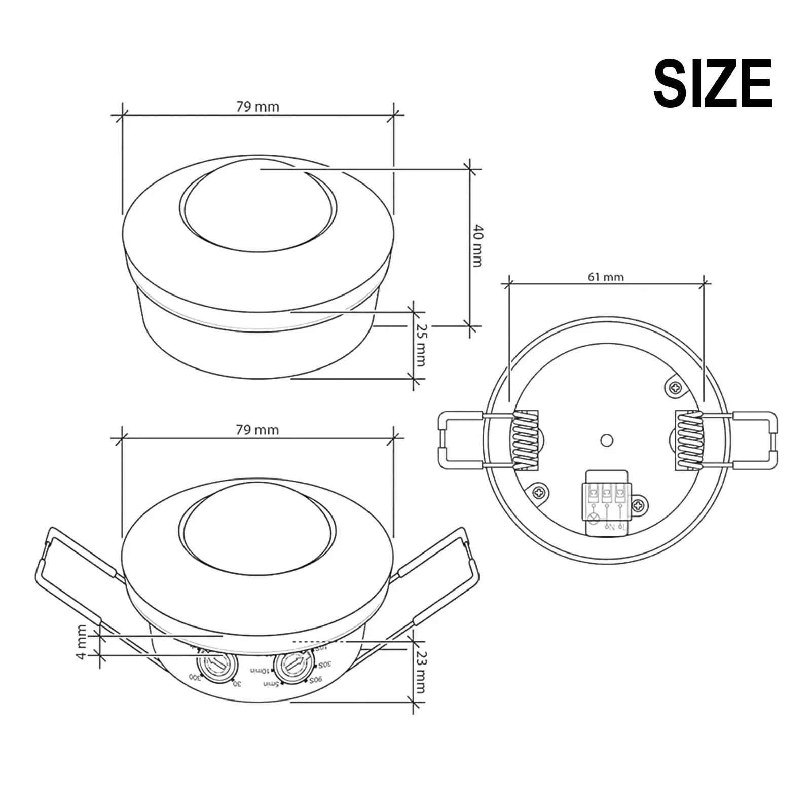 

220 240 AC PIR Infrared Motion Sensor Switch Adjustable Human Body Detector Ceiling Installation Embedded Light Switches