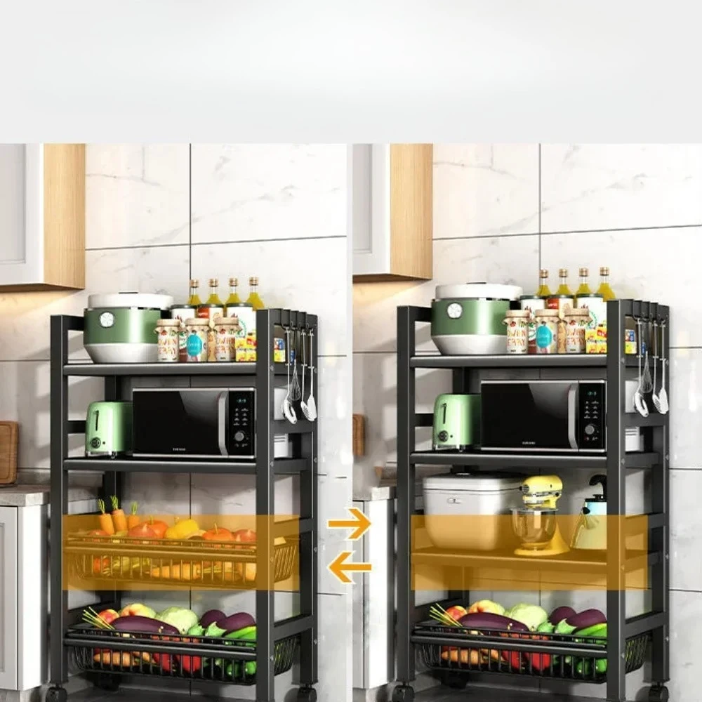 

#For Kitchen Vegetable Basket Trolley Multifunctional Storage Rack Fruit Movable Rolling Cart Microwave Oven Kitchen Organizer S