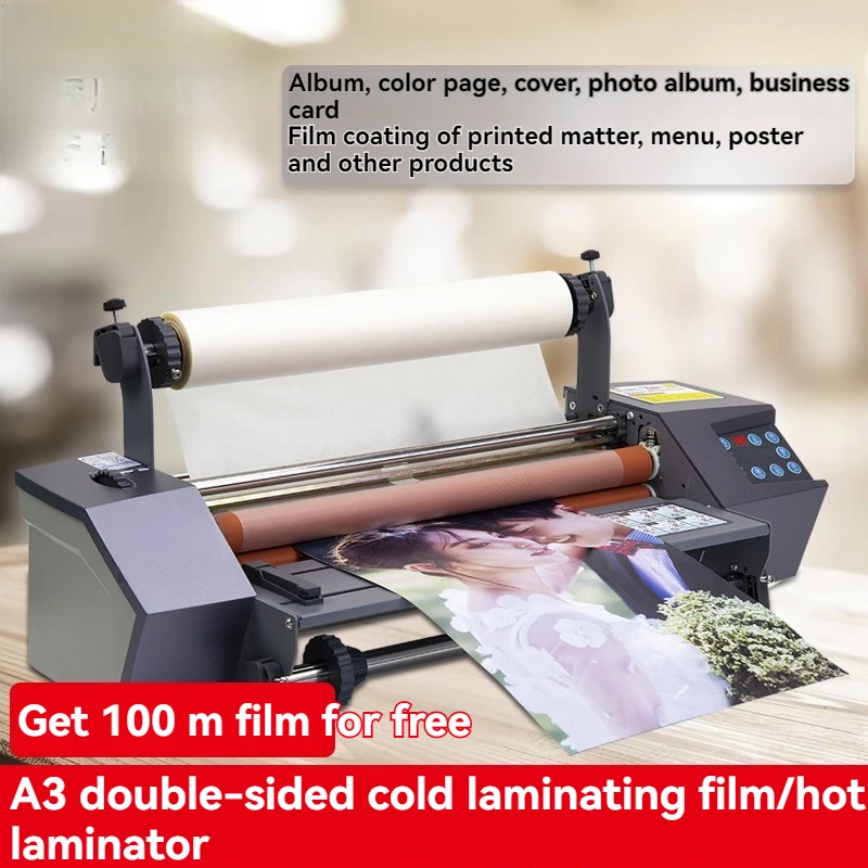 Four Rollers Laminator laminator High-end speed regulation thermal laminator 220V A3 Hot Cold roll laminating machine
