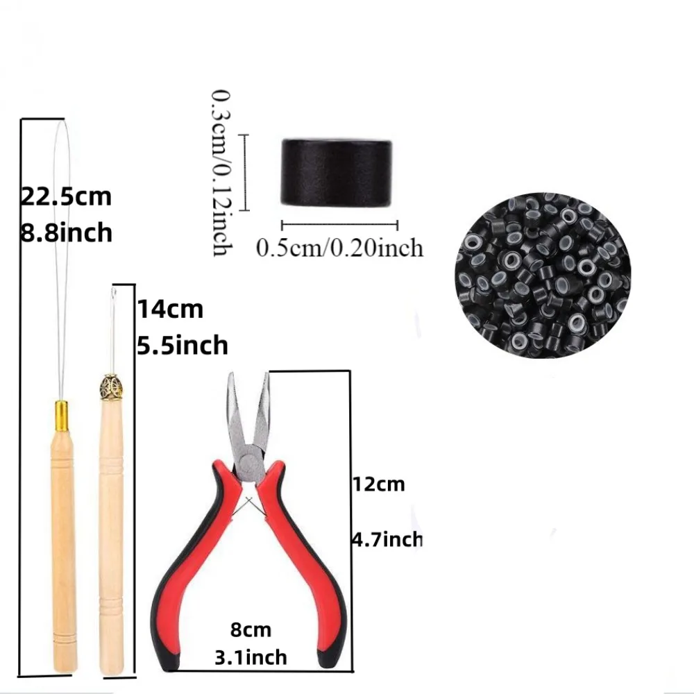 هوك إبرة وصلات شعر أدوات عدة إبرة كروشيه حلقة عراف 500 قطعة مايكرو حلقة الخرز حلقات السيليكون لتقوم بها بنفسك مايكرو الخرز ذو طيات #6