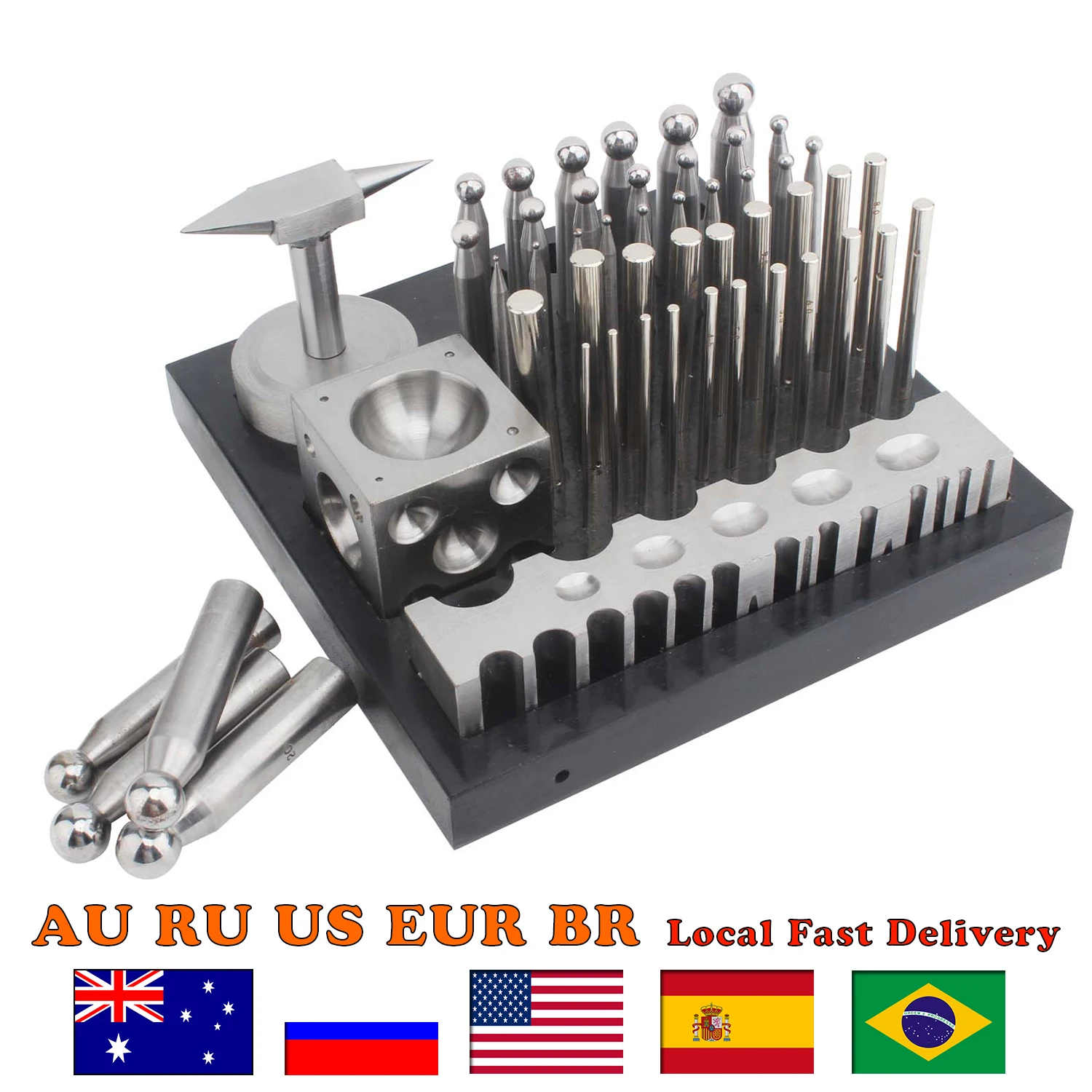 50pcs Multi-Purpose Metal Forming Dapping Set w/ Block, Anvil, & Swage Jewelry Making Repair Metal Forming Tool