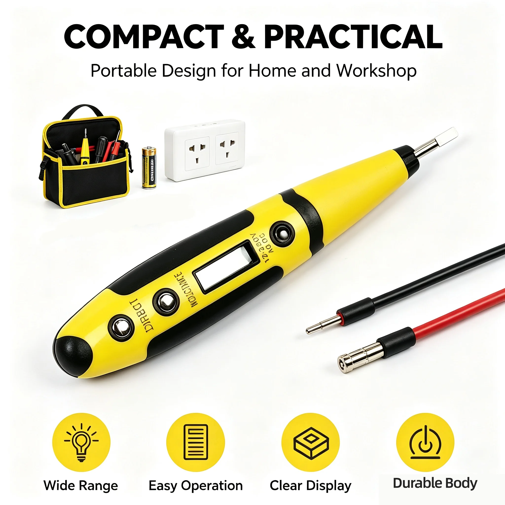 Digital Test Pencil AC DC 12 250V Electrical Voltage Detector Pen with LCD Display Screwdriver Function for Electrician Tools