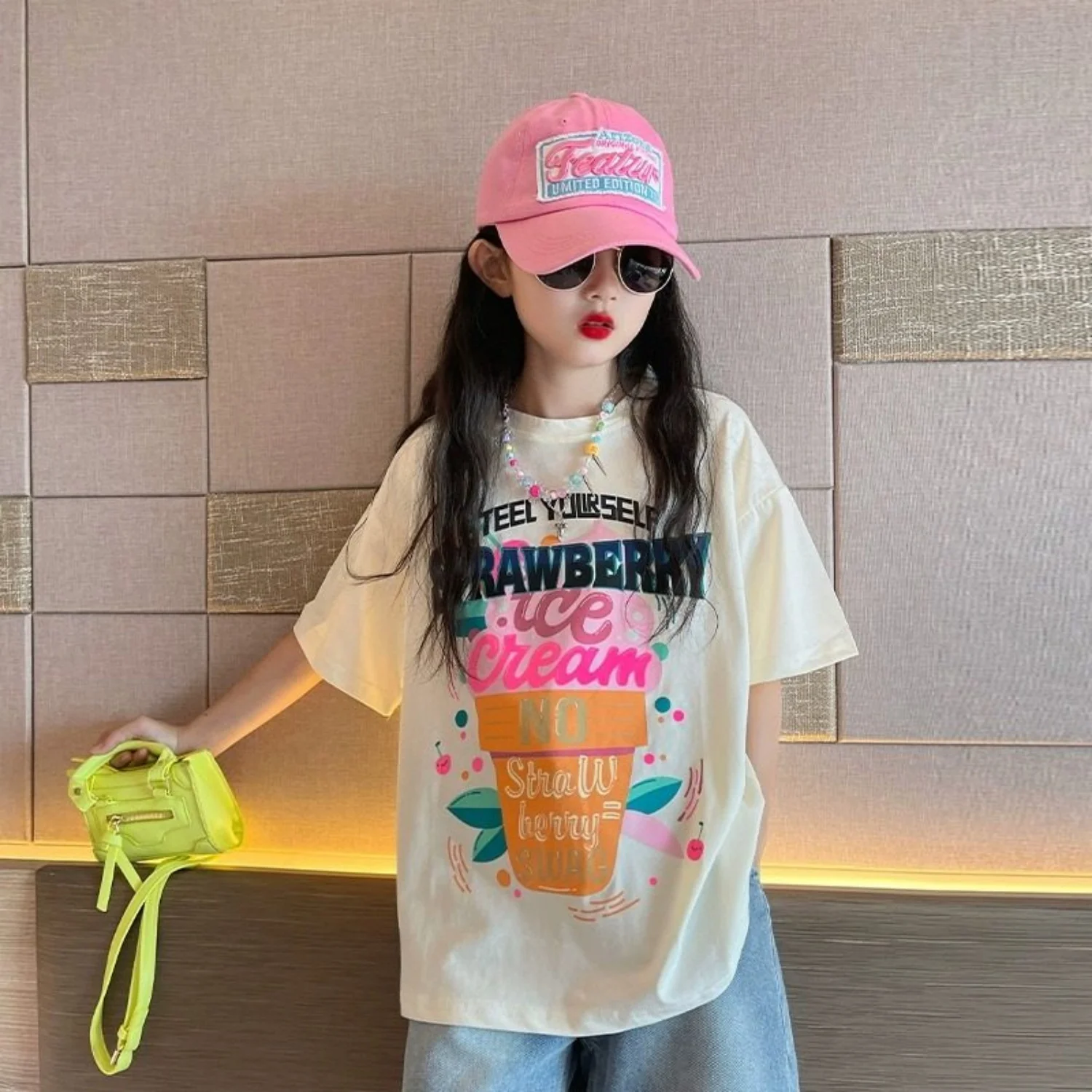 2026 New Pure Cotton Short-Sleeve T-Shirt,Summer Children's Design,Unique Print,Short-Sleeve Top