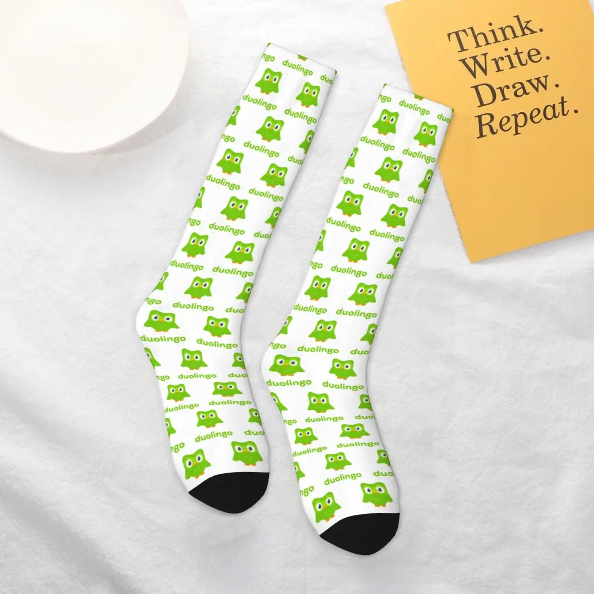 

All Seasons Duolingo Owl Duo Socks Harajuku Sport Middle Tube Socks Soft Funny Stockings for Men Women