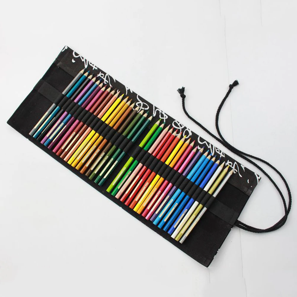 

Portable Pencil Holder Canvas Container 48 Slots Colored Lead Rolling Wrap Calligraphy Pen Bag Storage Organizer Student