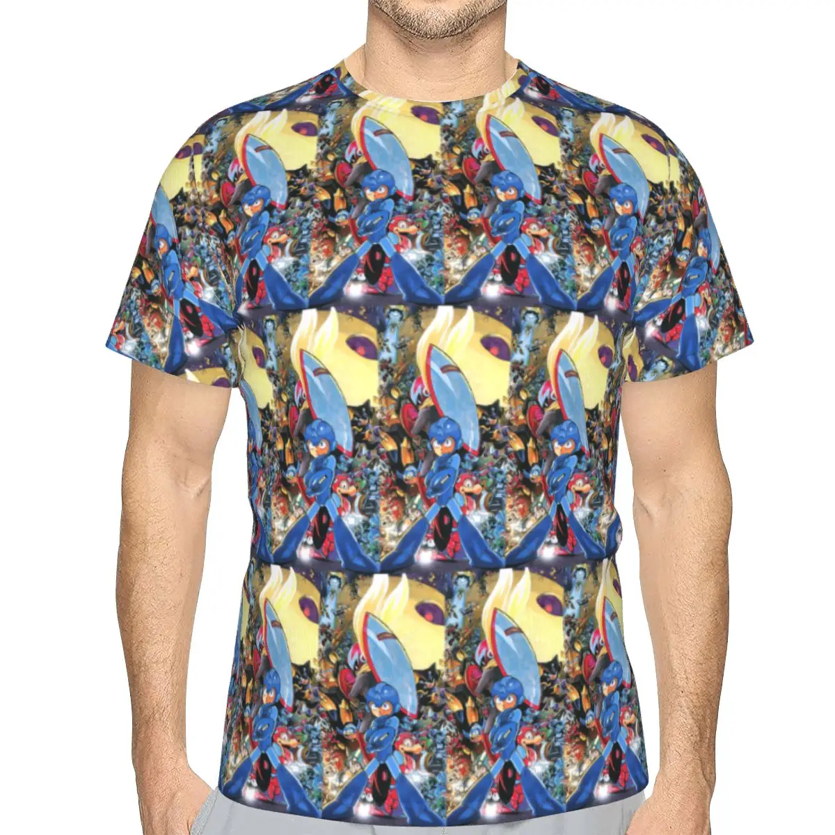 Megaman Video Game Mega Man 100% Cotton T-Shirt Men'sFunny T Shirts Men Round Neck Short Sleeve