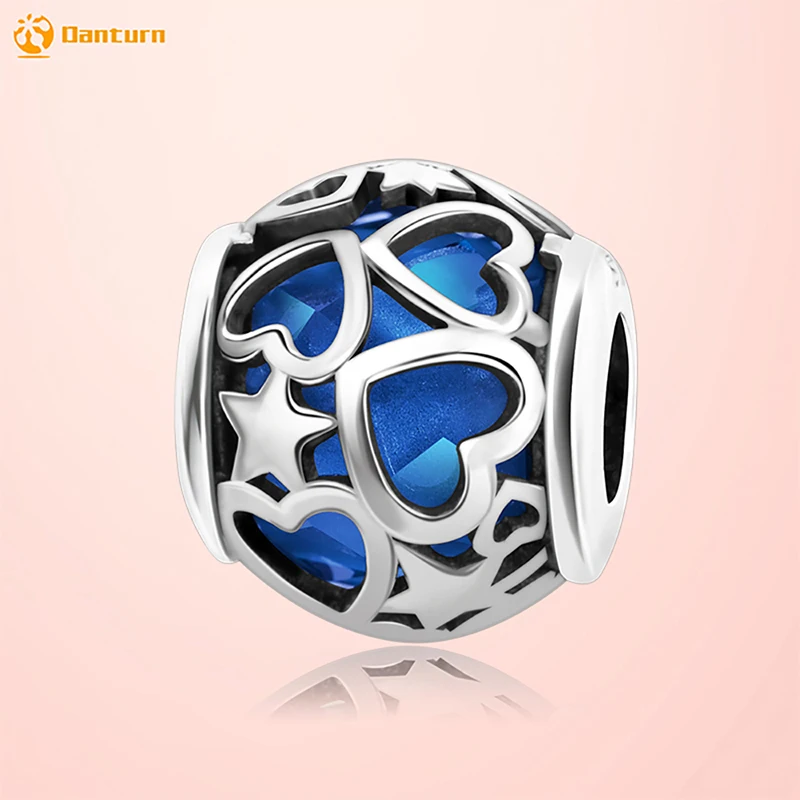 

Danturn 925 Sterling Silver Original Beads Heart Dangle Charm fit Snake Chain Bracelet Fashion Women Jewelry Making