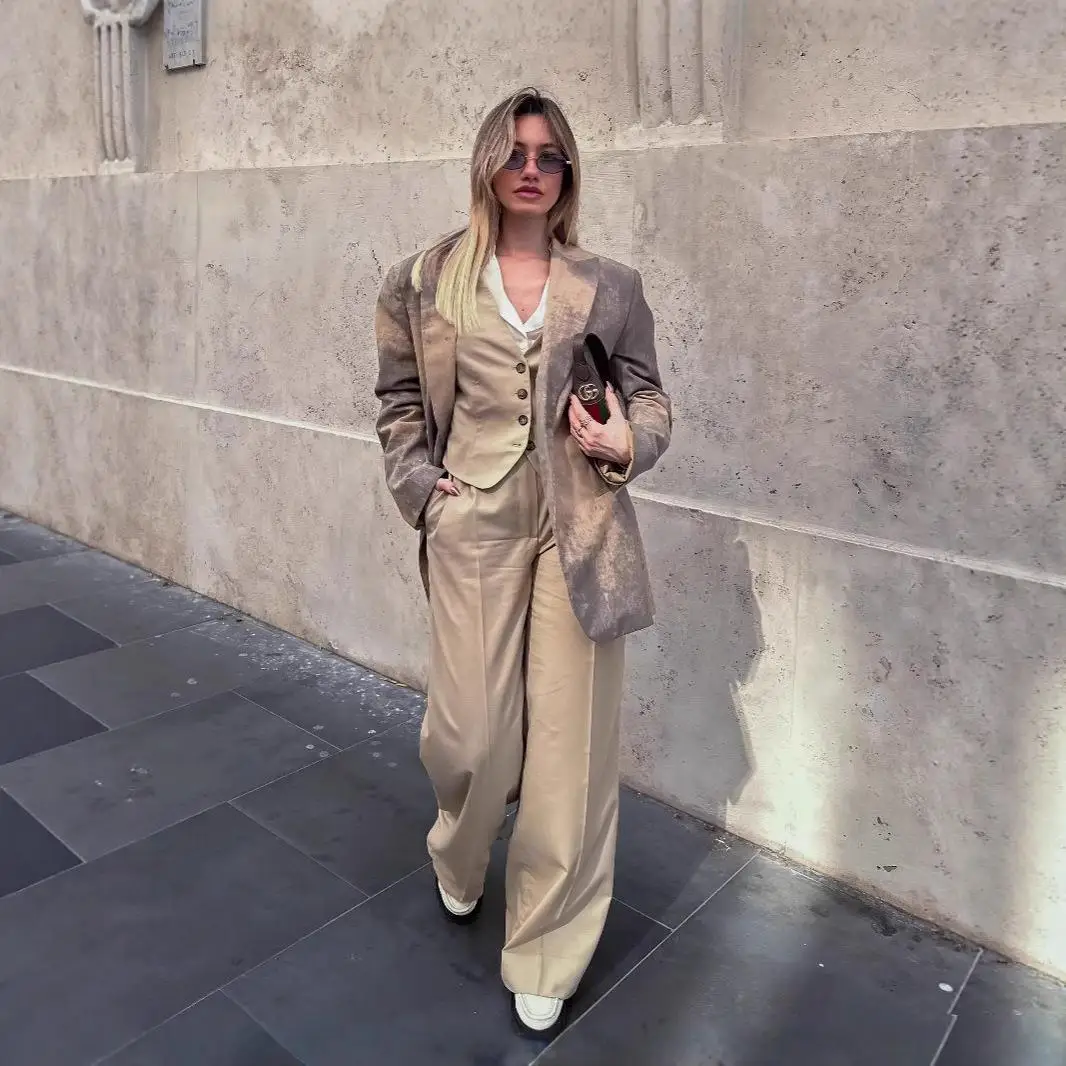 

Модный костюм на одной пуговице с принтом Jaet, женское длинное пальто средней длины Sve, осенняя верхняя одежда Ele