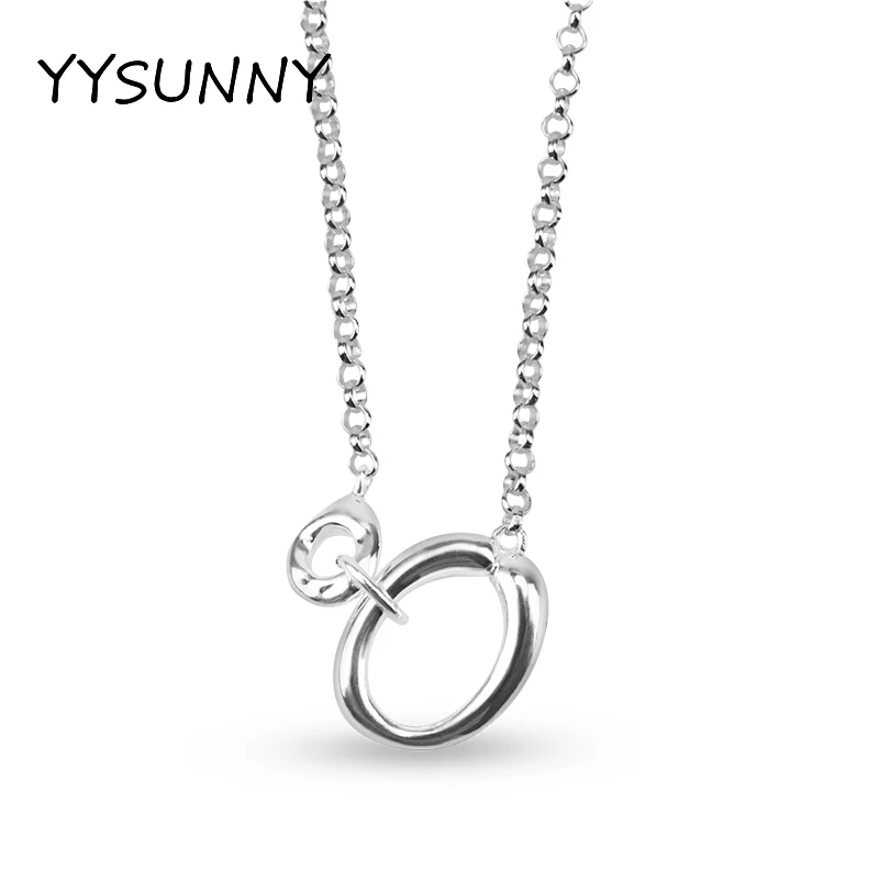 

YYSUNNY Fashion S925 Sterling Silver Necklace for Women Simple Interlocking Pendant High Jewelry Birthday Party Gift Accessories