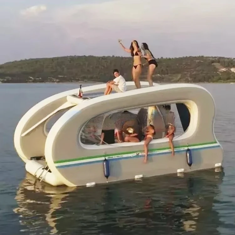 قارب كهربائي قابل للنفخ بالطاقة الشمسية DWF Catamaran