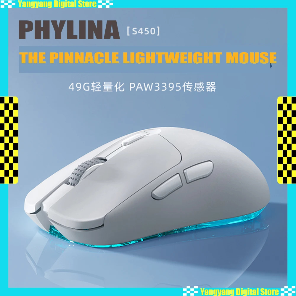 

PHYLINA S450 Wireless Dual Mode Mouse Paw3395 2.4g Lightweight Ergonomics E-Sports Mouse Office Mice Pc Gamer Accessories Gifts