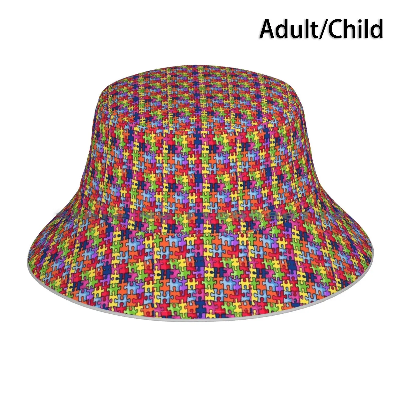 Autism Awareness Bucket Hat Sun Cap Autism Awareness Puzzle Piece Masks Foldable Outdoor Fisherman Hat