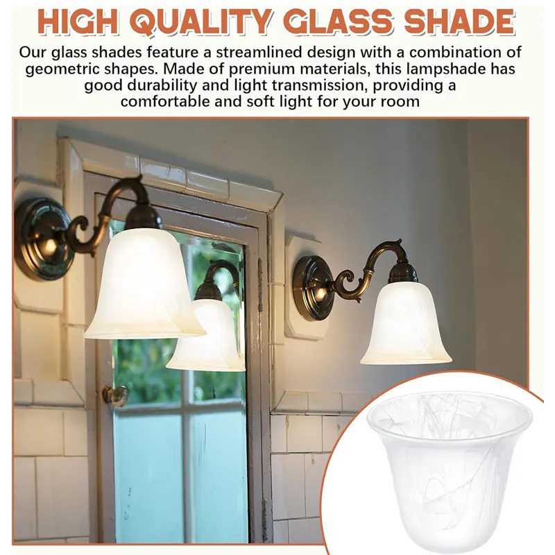 Bell Shaped Glass Lamp Shade  Replacement Globe Ceiling Fan Light Cover for Chandelier Wall Sconce Pendant Light Bathroom Vanity