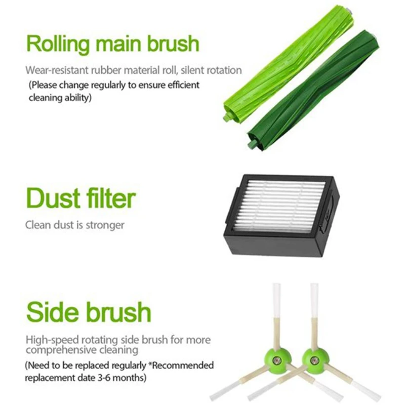 for IRobot Roomba J7 J7+ I7 I7+ I3 I3+ I4 I4+ I6 I6+ I8 I8+ E5 E6 E7 Main Vacuum Cleaner Side Brush HEPA Filter