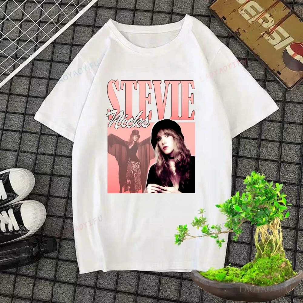 Printed Female Singer Stevie Nicks Loose Short Sleeve T-shirt Neutral Trend Harajuku Unisex Shirt Graphic Oversized T-shirt