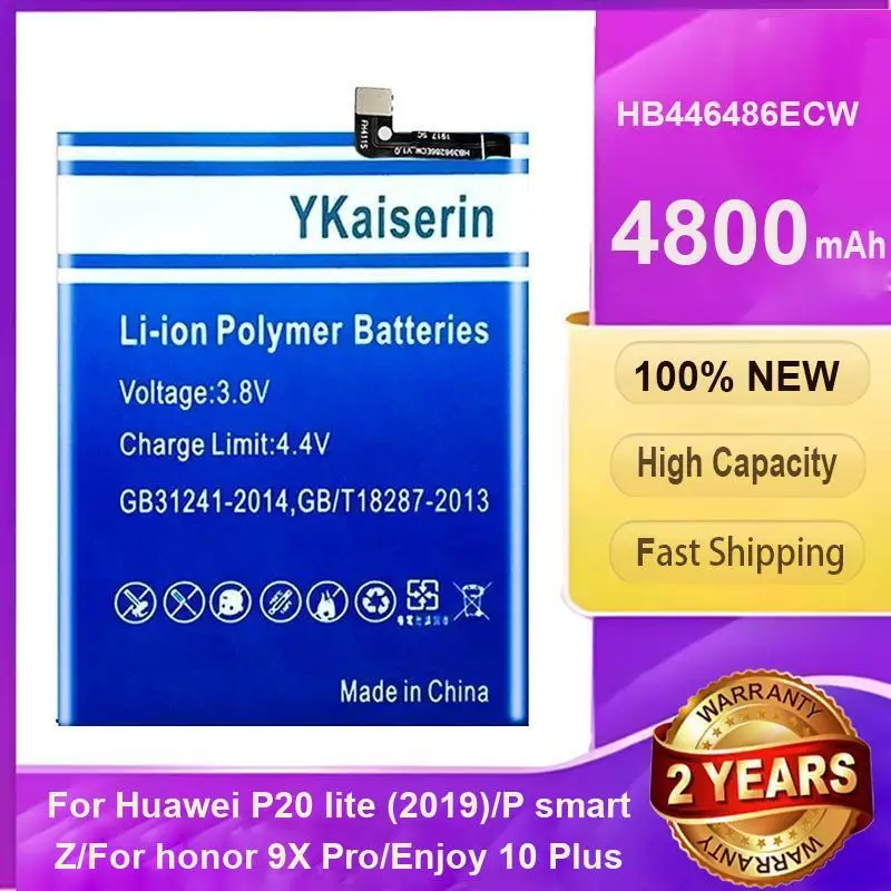 

Надежная мощность HB446486ECW 4800 мАч для Huawei P20 Lite 2019 P Smart Z Honor 9X Pro Nova5i Enjoy 10 Plus Аккумулятор для мобильного телефона