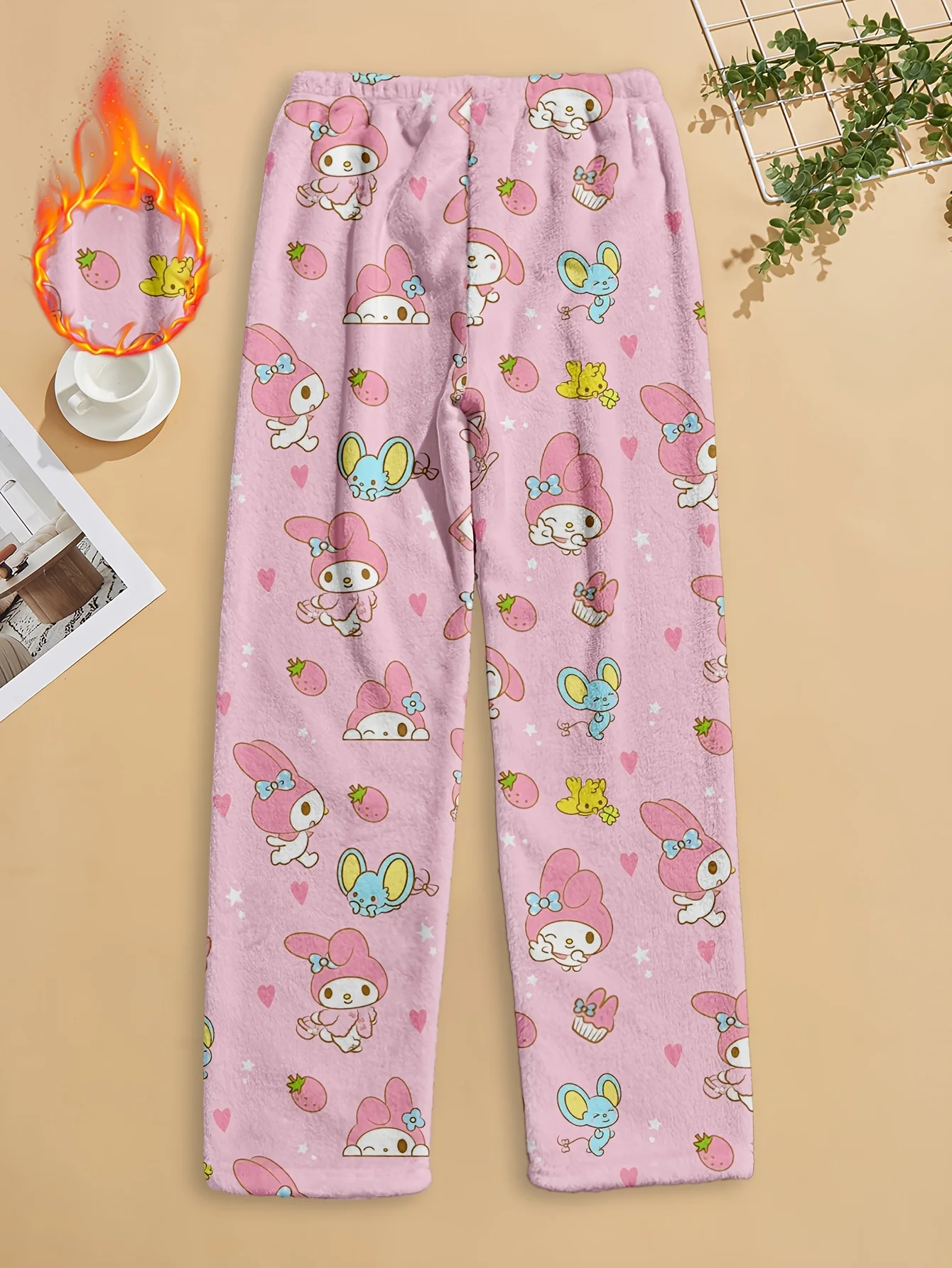 Women's plus-size pajama pants with cute cartoon patterns, comfortable and perfect for wearing out