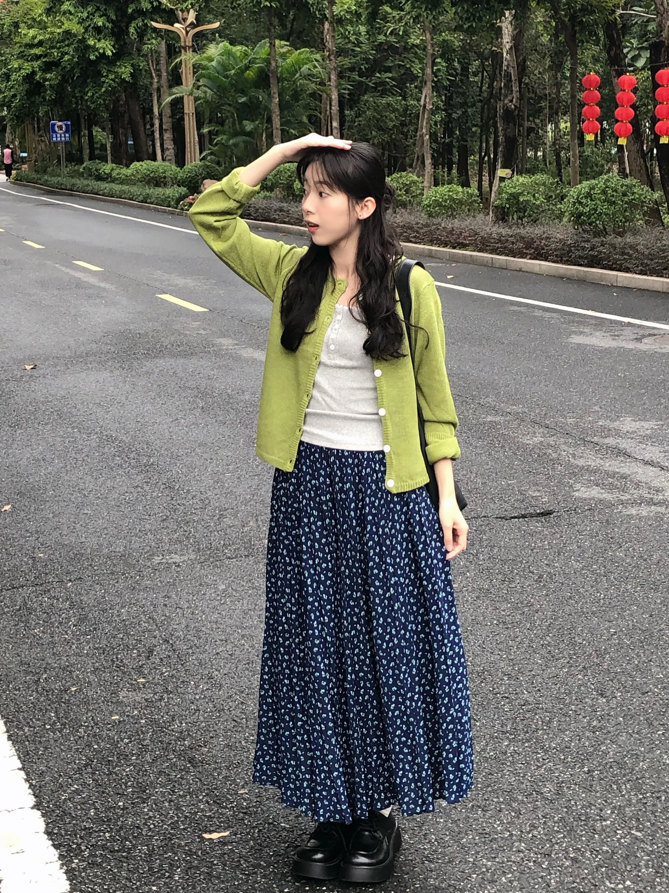 

Вязаный женский кардиган Five Happiness с коротким рукавом и круглым вырезом, универсальный укороченный топ для весны и осени, маленький размер