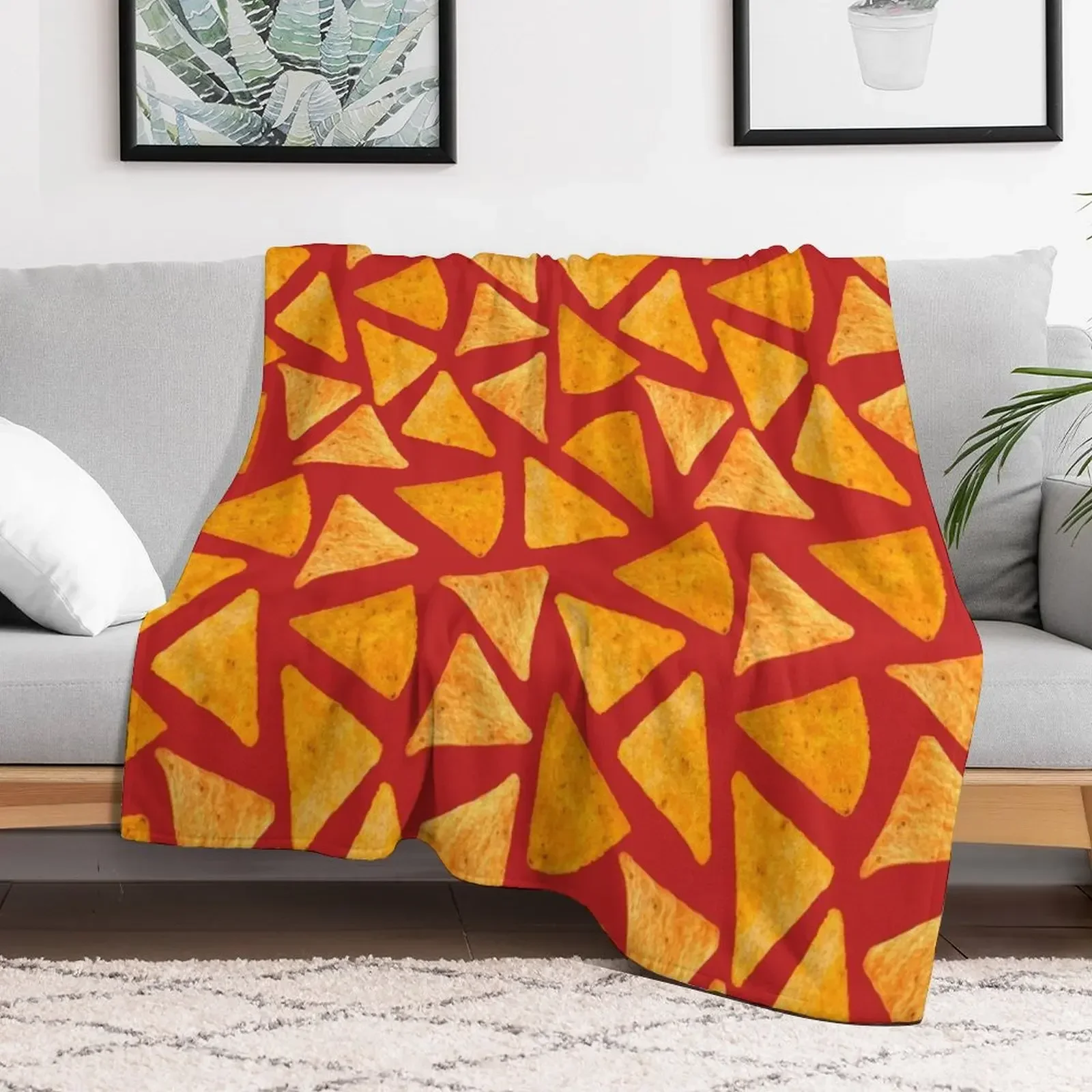 

Orange Chips - Red Throw Blanket decorative Retros Plaid Camping Blankets for winter Quilt Soft Big Blankets