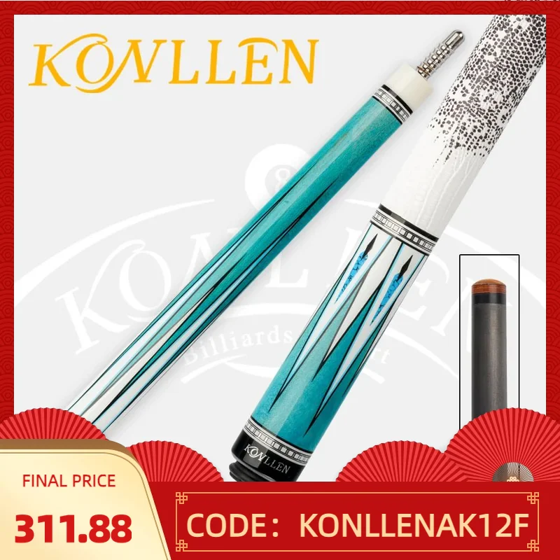 KONLLEN KL-05F Carbon Fiber Pool Cue Stick with Technology Shaft Carbon Tubes Butt  Leather Grip 3/8*8 Pin for Billiard Cue Kit