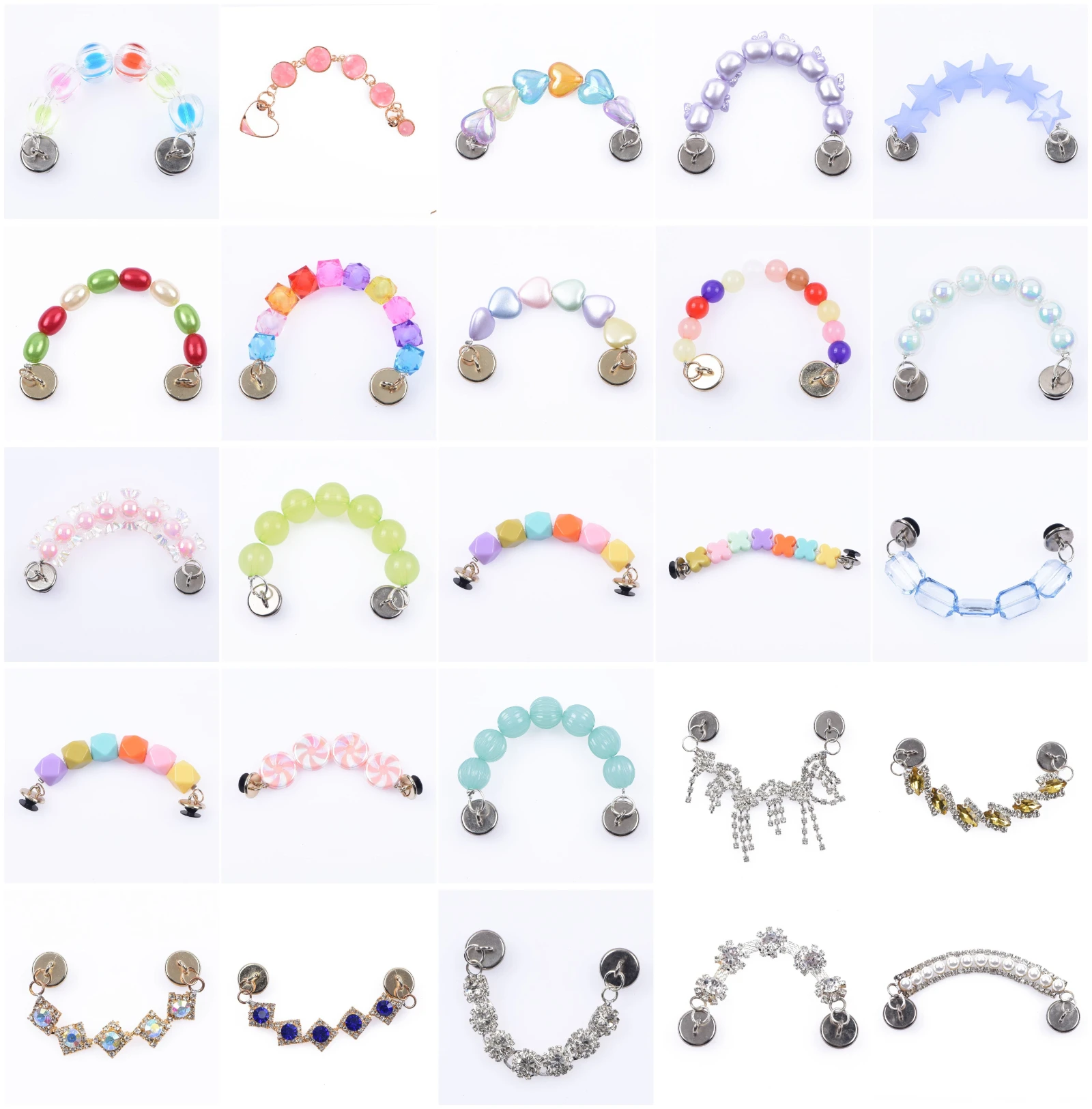 カラフルな金属の靴のチャーム,デザイナーの靴のチェーン,女の子と女性のための装飾的なアクセサリー,ギフト