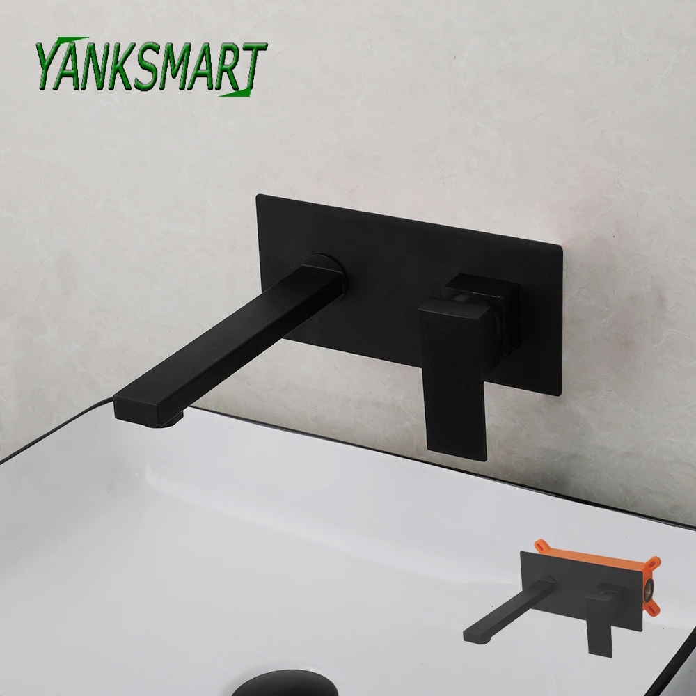 

YANKSMART Bathroom Faucet Embedded Wall Mounter Basin Hot and Cold Faucets Single Handle Bathtub Sink Mixer Water Tap Torneira