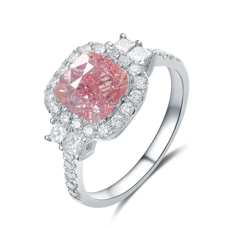 جديد فاخر مايكرو مطعمة Argyle الوردي الماس حلقة مفتوحة الغلاف الجوي حمامة البيض النحاس مطعمة الزركون عالية الجودة المتخصصة فتاة مجوهرات