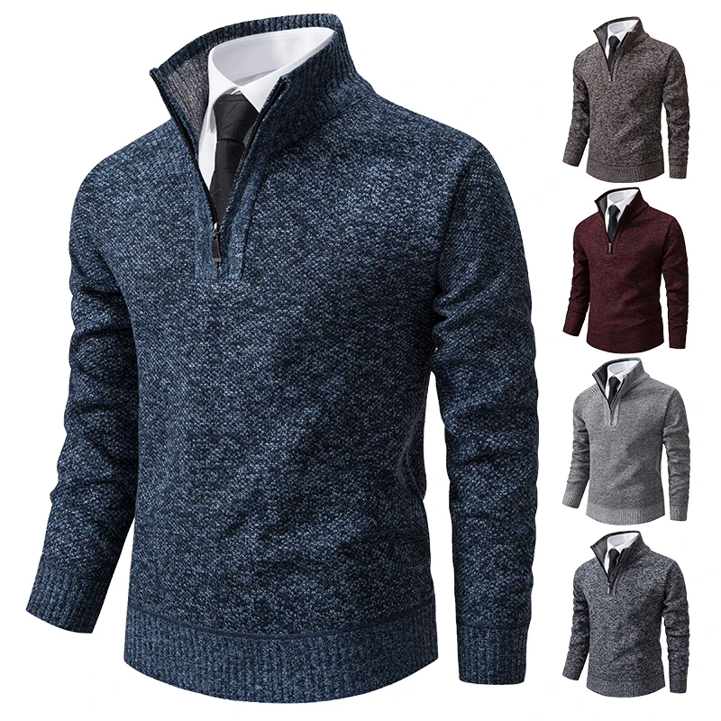 

Winter Autumn Pullovers Mens Half Zipper Sweater Coat y2k Knit Polo Knitwear Fashionable Fleece Thick Warm Male Clothing